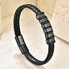 Braided Imitation Leather Cord Bracelets with Black 316L Stainless Steel Magnetic Clasps for Men WGAC05A-03-1