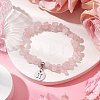 Natural Rose Quartz Chip Beaded Stretch Bracelets BJEW-JB11133-05-2