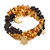 Natural Amber & Garnet Chip Beaded Wrap Bracelets BJEW-JB14310-2