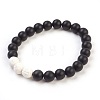 Natural Gemstone and Natural Dyed Lava Rock Stretch Bracelets Sets BJEW-JB03798-2