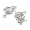 Brass & Clear Cubic Zirconia Pendants KK-G558-04P-2