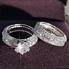 2Pcs Alloy with Crystal Rhinestone Finger Rings for Couple FS-WG6A3A8-03-2