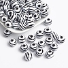 Chunky Bubblegum White and Black Acrylic Zebra Striped Style Heart Beads X-SACR-C020-42-1