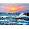 DIY Beach Theme Sunset Scenery Diamond Painting Kits PW-WG98148-04-1