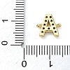 Brass Micro Pave Clear Cubic Zirconia Letter Links Connector Charmss KK-I382-07G-4