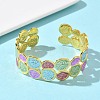 Multicolor Brass Enamel Cuff Bangles for Women BJEW-G787-02G-01-2