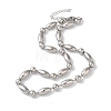 304 Stainless Steel Rice Beads Necklace for Women NJEW-B107-02P-1
