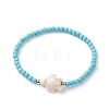 4Pcs 4 Style Dyed Synthetic Turquoise Starfish & Turtle Beaded Stretch Bracelets Set for Women BJEW-JB09338-3