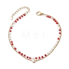 Bohemian Handmade Faceted Rondelle Glass Beaded Chains & 304 Stainless Steel Cable Chain 2-Strand Anklets for Women AJEW-AN00780-4