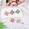 5Pcs 5 Colors Flower Alloy Enamel Adjustable Jean Button Pins DIY-TA0014-93-6