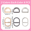 WADORN 24Pcs 3 Colors Alloy Double D Rings FIND-WR0010-56-2