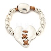 Alloy Splite Heart Beaded Bracelet BJEW-A143-01-2