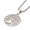 Flat Round with Tree of Life Pendant Necklace for Girl Women NJEW-JN03711-1