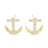 Brass Micro Pave Clear Cubic Zirconia Studs Earring EJEW-S217-G19-1