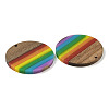 Pride Rainbow Theme Resin & Walnut Wood Pendants WOOD-K012-07B-2