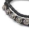 PU Leather & Waxed Cords Triple Layer Multi-strand Bracelets BJEW-G709-07-2