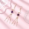 Natural Amethyst Round with Moon Dangle Earrings EJEW-JE06813-02-1