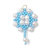 Handmade Glass Seed Beaded Flower Pendants PALLOY-MZ00498-01-1