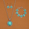 Alloy with Synthetic Turquoise Pendant Necklaces & Link Bracelets & Dangle Earring Sets WGBFEA3-03-1