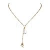 Summer Natural Baroque Keshi Pearl & 304 Stainless Steel Sea Animal Pendant Satellite Chain Y Lariat Necklaces NJEW-JN06049-02-3