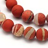Frosted Round Natural White Lace Red Jasper Beads Strands G-N0166-57-8mm-2
