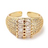 Rack Plating Brass Pave Clear Cubic Zirconia Open Cuff Rings RJEW-M172-06G-2