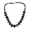 Natural Indian Agate Round & Cone Beaded Necklaces NJEW-N064-03F-1