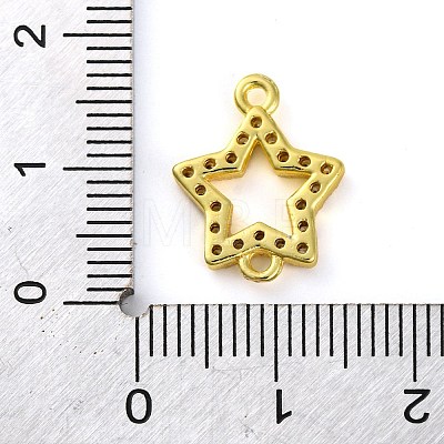 Brass Micro Pave Clear Cubic Zirconia Star Links Connector Charms KK-A230-03B-G-1