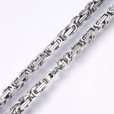 201 Stainless Steel Byzantine Chain Necklaces NJEW-F222-13P-1
