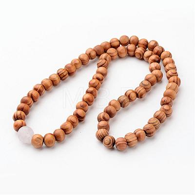 Wood Beaded Necklaces NJEW-JN01625-1