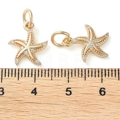 Rack Plating Brass Micro Pave Clear Cubic Zirconia Charms KK-D097-04G-1