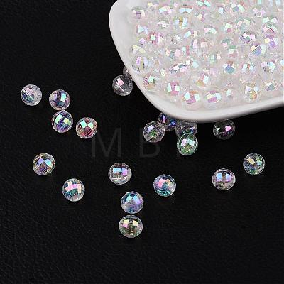 Faceted Eco-Friendly Transparent Acrylic Round Beads TACR-K001-8mm-22-1