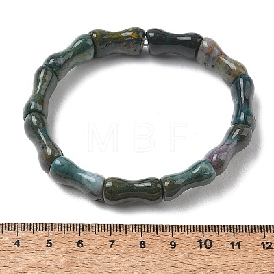 Bamboo Natural Indian Agate Beads Stretch Bracelets for Women Men BJEW-K304-01A-1