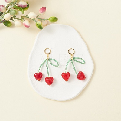 Cherry Dangle Hoop Earrings for Girl Women X1-EJEW-TA00024-1