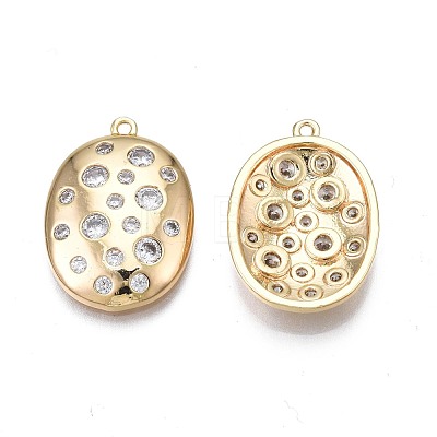 Brass Micro Pave Clear Cubic Zirconia Pendants KK-N232-258-1