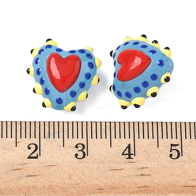 Baking Paint Glass Bumpy Beads Heart LAMP-V001-09E-1
