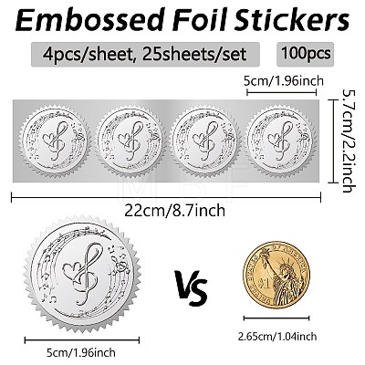 Custom Round Silver Foil Embossed Picture Stickers DIY-WH0503-009-1