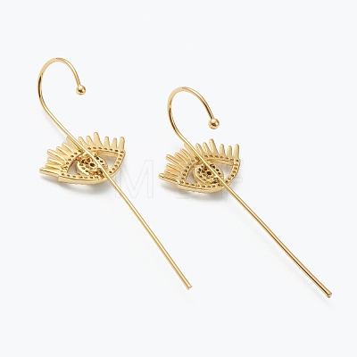 Brass Micro Pave Cubic Zirconia Ear Wrap Crawler Hook Earrings EJEW-J101-18G-1