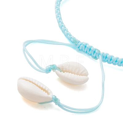 Adjustable Synthetic Turquoise & Natural Mixed Cowrie Shell & Alloy Charm Bracelets for Women BJEW-JB13548-1