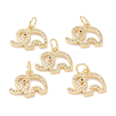 Brass Micro Pave Clear Cubic Zirconia Charms ZIRC-B010-34-1