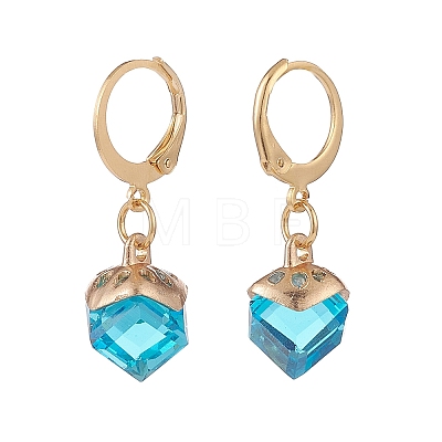 10 Pairs 10 Colors Glass Rhombus Dangle Leberback Earrings EJEW-JE05073-1