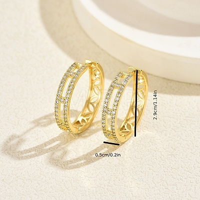 Hollow Brass Clear Cubic Zirconia Hoop Earrings OV8801-1