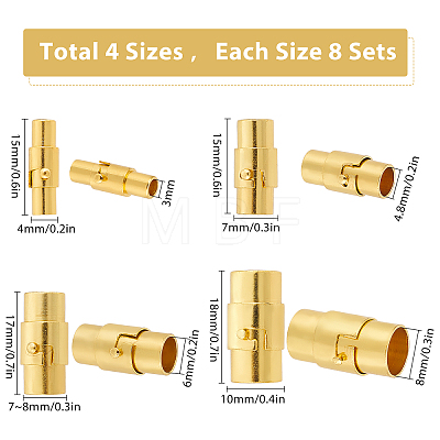 32Sets 4 Style Brass Locking Tube Magnetic Clasps KK-SC0002-88G-1
