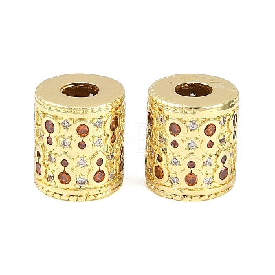 Brass Micro Pave Cubic Zirconia European Beads KK-D109-09B-G-1