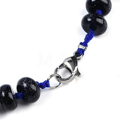 Synthetic Blue Goldstone Rondelle Graduated Beaded Necklaces for Women Men NJEW-K388-02A-1