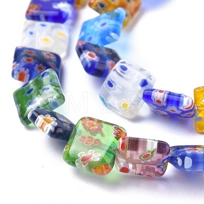 Square Handmade Millefiori Glass Beads Strands LK-R004-14-1