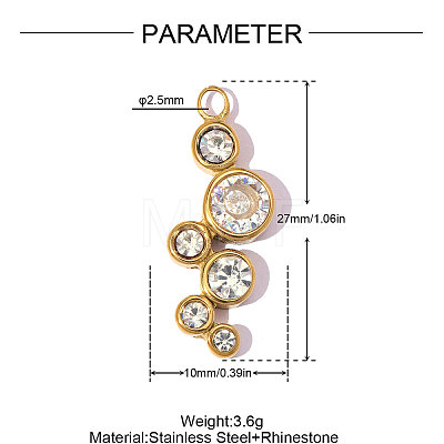 304 Stainless Steel with Crystal Rhinestone Pendants RB-OY001-08G-1