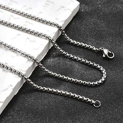 Tarnish Resistant 304 Stainless Steel Box Chain Necklaces NJEW-P244-01P-1