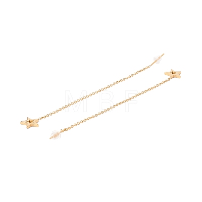 Long Chain with Star Dangle Stud Earrings EJEW-A067-12G-1