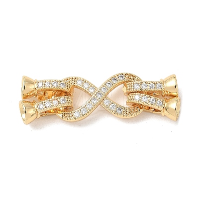 Brass Micro Pave Clear Cubic Zirconia Fold Over Clasps X-KK-U059-32G-1